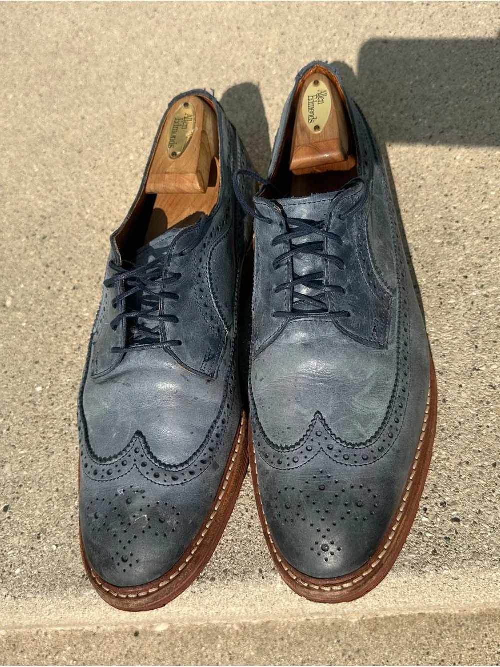 Allen Edmonds Navy Blue Leather Wingtip Oxfords